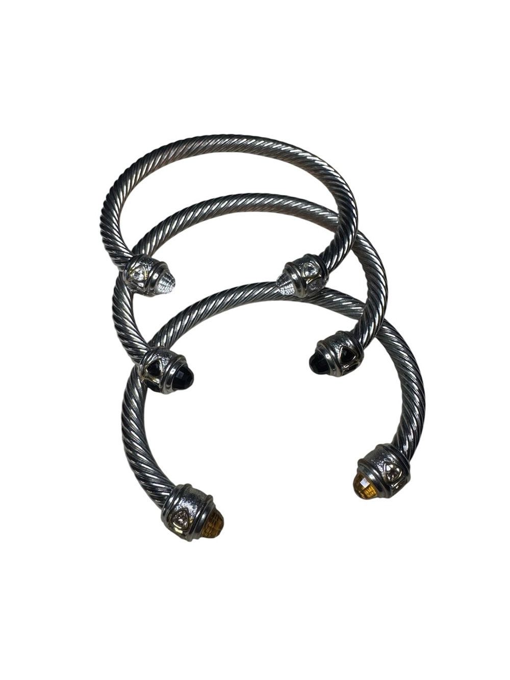 Duo Strand Encrusted Cuff Bracelets Set of 3